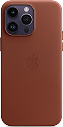 apple iphone 14 pro max leather case with magsafe umber mppq3