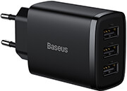 baseus universal wall charger 3x usb 34a 17w black