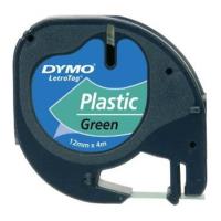 dymo etiketes letratag plastic tape green 12mm x 4m 91224 s0721690 photo