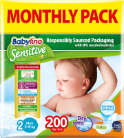 panes babylino sensitive monthly pack no2 3 6kg 200tem