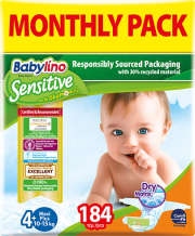 panes babylino sensitive monthly pack no4 10 15kg 184tem photo