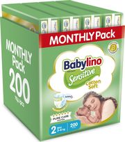 panes babylino sensitive cotton soft monthly pack no2 3 6kg 200tem photo