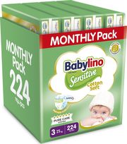 panes babylino sensitive cotton soft monthly pack no3 4 9kg 224tem photo