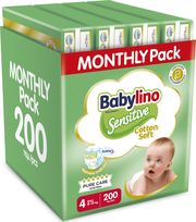 panes babylino sensitive cotton soft monthly pack no4 8 13kg 200tem photo