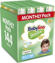 panes babylino sensitive cotton soft monthly pack no7 144tem