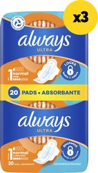 serbietes always ultra normal plus value pack 60tmx3x20tmx