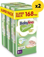 panes babylino sensitive cotton soft super pack n3 4 9kg 168tem x2 photo
