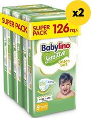 panes babylino sensitive cotton soft super pack n5 12 17kg 126tem x2 photo