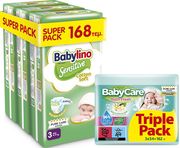panes babylino sens cotton soft super pack n3 4 9kg 168tem doro babycare bath fresh triple pack photo