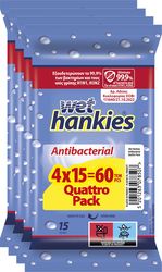 antibaktiridiaka mantilia wet hankies antibacterial quattro pack 4x15 photo