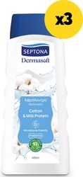 afroloytro septona dermasoft showergel cotton milk protein 400ml x3 photo