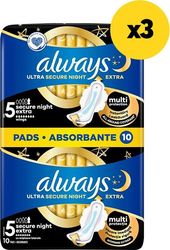 serbietes always ultra secur night extra duo 30tmx 3x10tmx
