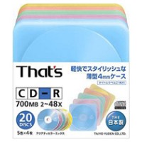that s cd r 48x 20pack five coloursx4 slim 4mm japan made by taiyo yuden 20pcs photo
