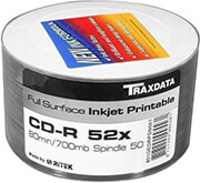 traxdata cd r 80 52x inkjet white full surface 50pcs photo