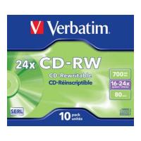 verbatim cd rw 24x 80min 700mb jewel case 10pcs photo