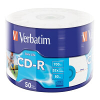 verbatim 43794 cd r 700mb extra protection printable wrap 50pcs photo