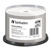 verbatim 43744 47gb x16 azo dl printable cb dvd r 50pcs no id photo