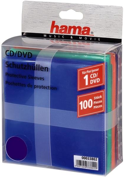 Hama 33802 Cd/dvd Πολυχρωμοι Φακελοι 100 Τεμ - Θηκες cd - dvd (ANA.HAM0152)