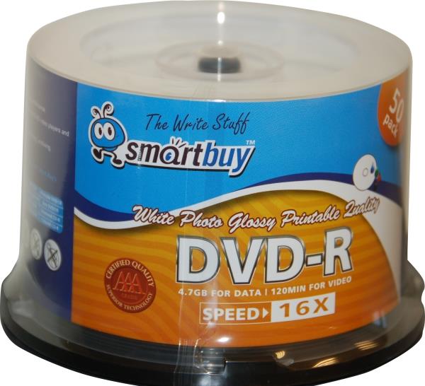 Smartbuy Dvd-r 16x 4,7gb Full Face Glossy Printable Cakebox 50pcs ...