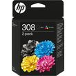 HP  INKJET NO.308 2-PACK BLACK/TRI-COLOR   OEM:6L6S6UE
