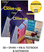 new close up a2 essential pack for greece students book spark workbook testbook notebook photo