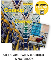 new close up b2 essential pack for greece students book spark workbook testbook notebook photo