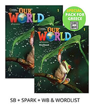 our world 1 special pack for greece students book spark workbook wordlist brit ed 2nd ed photo