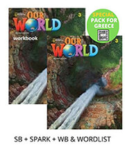our world 3 special pack for greece students book spark workbook wordlist brit ed 2nd ed photo