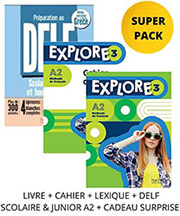 explore 3 super pack livre cahier lexique delf scolaire junior a2 cadeau surprise photo