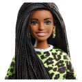 barbie fashionistas 144 brunette braids with neon green animal print shirt dark skin extra photo 1