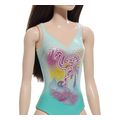 barbie beach black hair doll wearing tropical blue swimsuit extra photo 3