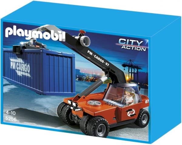Playmobil Cargo Transporter With Container - Kids Construction Toy With Crane & Forklift