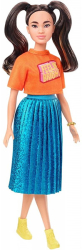 barbie doll fashionistas 145 long brunette pigtails shimmery skirt photo