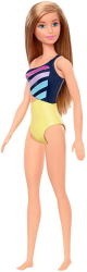 barbie doll beach blonde doll with yellow and blue swimsuit dhw41 photo