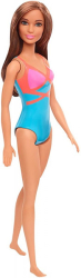 barbie doll beach brown hair doll with pink and blue swimsuit dhw40 photo