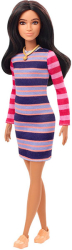 barbie fashionistas 147 brunette hair dress with stripes gyb02 photo