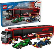 lego city 60445 f1 truck with rb20 amr24 f1 cars photo