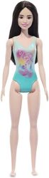 barbie beach black hair doll wearing tropical blue swimsuit photo