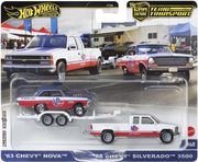hot wheels premium car culture team transport 63 chevy nova 88 chevy silverado 3500 vp racing photo