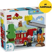 lampada lego duplo 10473 fire truck with hose and firefighter photo