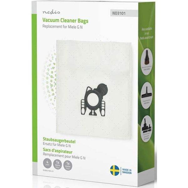 NEDIS DUBG1100-4.1 MIELE GN VACUUM CLEANER BAG 4PCS SYNTHETIC WHITE