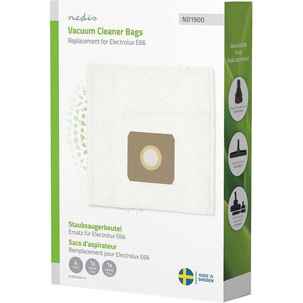 NEDIS DUBG2200-4.1 ELECTROLUX E66 VACUUM CLEANER BAG 4PCS SYNTHETIC WHITE