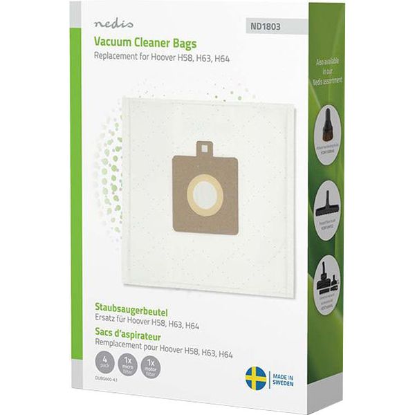 NEDIS DUBG600-4.1 HOOVER H58 VACUUM CLEANER BAG 4PCS SYNTHETIC WHITE