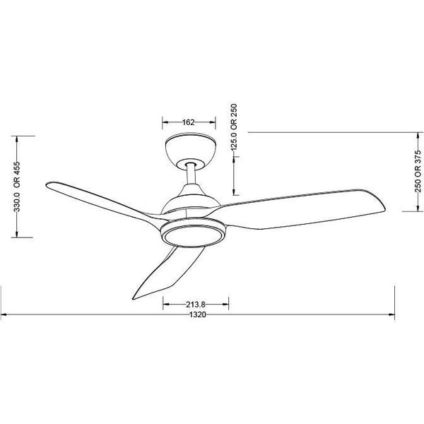 ΑΝΕΜΙΣΤΗΡΑΣ ΟΡΟΦΗΣ PRCF-80728 PRIMO 52'' 132ΕΚ. ΜΕ RC LED 3Φ IP66 WIFI ΜΑΥΡΟΣ