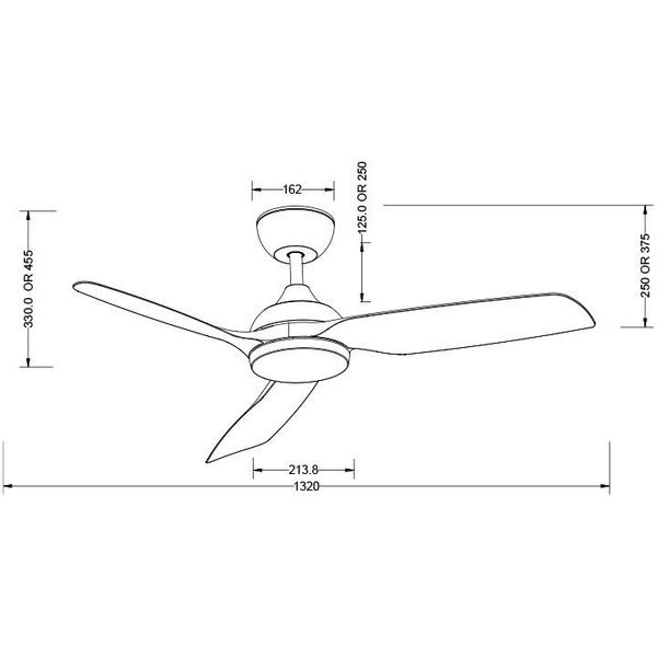 ΑΝΕΜΙΣΤΗΡΑΣ ΟΡΟΦΗΣ PRCF-80730 PRIMO 52'' 132ΕΚ. ΜΕ RC 3ΦΤΕΡΑ IP66 ΜΑΥΡΟΣ