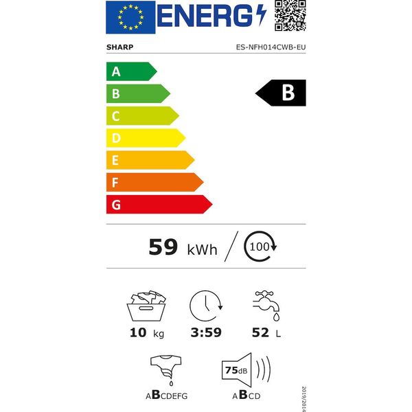 ΠΛΥΝΤΗΡΙΟ ΡΟΥΧΩΝ SHARP ES-DNFL014CWDA-EE 10KG 1400RPM 62LT ΜΕ ΛΕΙΤΟΥΡΓΙΑ ΑΤΜΟΥ