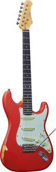eko guitars s300 relic fiesta red ilektriki kithara typoy stratocaster kokkini photo