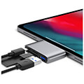 4smarts 3in1 usb hub usb c to usb a and 2x card reader grey extra photo 1