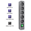 qoltec power strip 5 sockets 18m grey extra photo 2