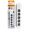 qoltec power strip 5 sockets 18m white grey extra photo 1